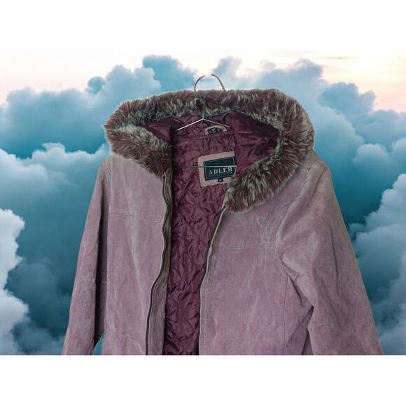 New with Tags Adler Collection 100% Leather Faux Fur Hood Coat SZ M - Picture 4 of 16